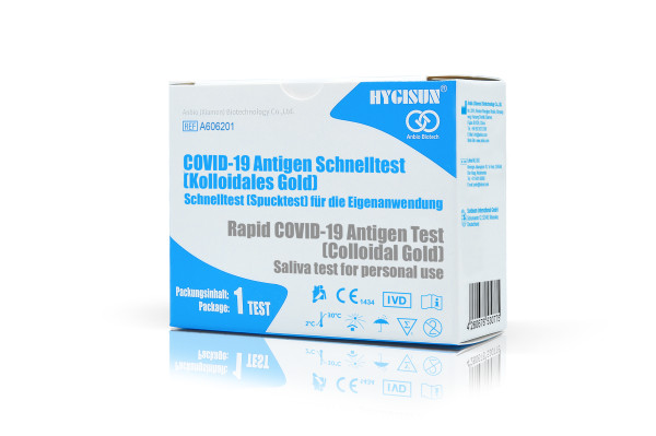 Hygisun COVID-19 Antigen Schnelltest Speichel mit CE laienzulassung (Kolloidales Gold)